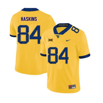 Men's West Virginia Mountaineers NCAA #84 Jovani Haskins Yellow Authentic Nike 2019 Stitched College Football Jersey BW15E12UO